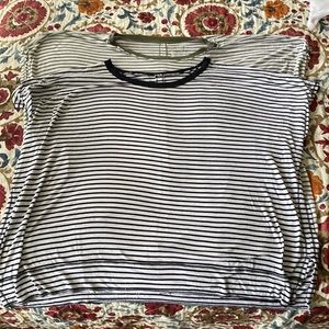 Black and white and green and white striped tees, Lot of 2